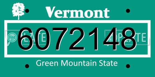 6072148 Vermont License Plate