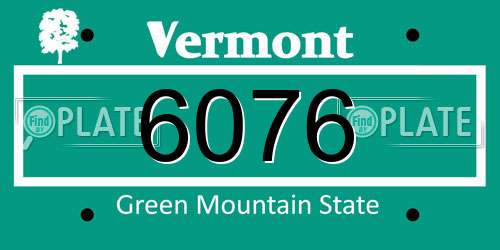 6076 Vermont License Plate