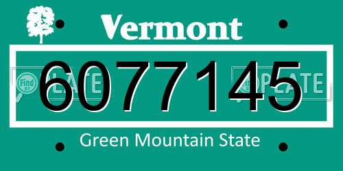 6077145 Vermont License Plate