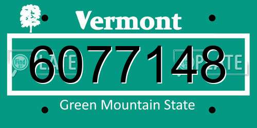 6077148 Vermont License Plate