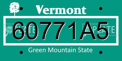 60771A5 Vermont License Plate