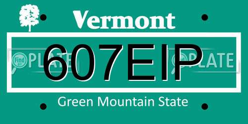 607EIP Vermont License Plate