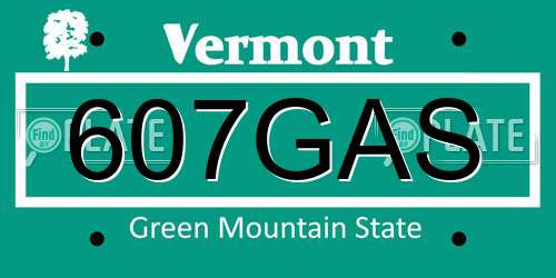 607GAS Vermont License Plate