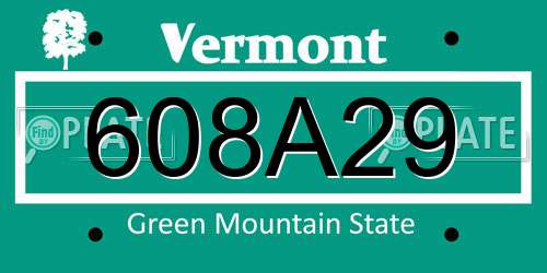 608A29 Vermont License Plate