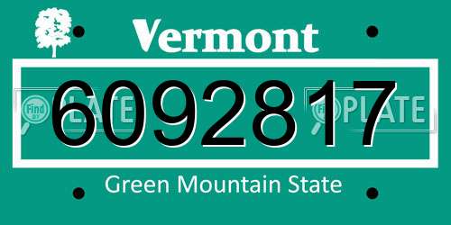 6092817 Vermont License Plate
