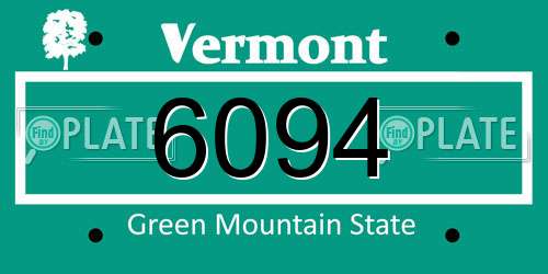 6094 Vermont License Plate