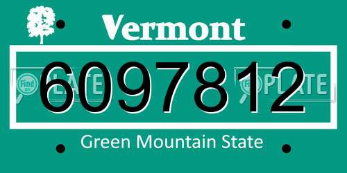 6097812 Vermont License Plate