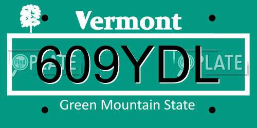 609YDL Vermont License Plate