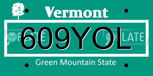 609YOL Vermont License Plate