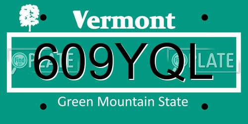 609YQL Vermont License Plate