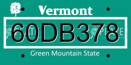 60DB378 Vermont License Plate