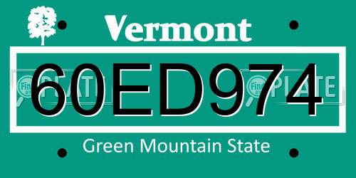 60ED974 Vermont License Plate