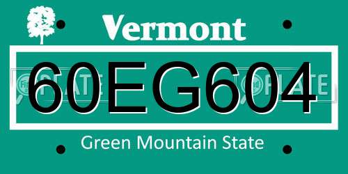 60EG604 Vermont License Plate