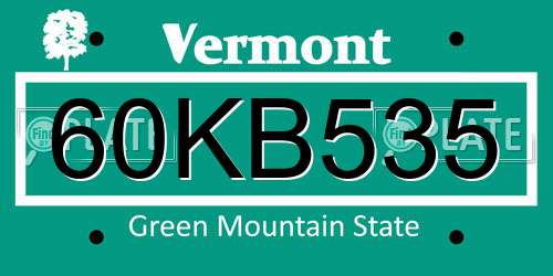 60KB535 Vermont License Plate