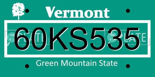 60KS535 Vermont License Plate