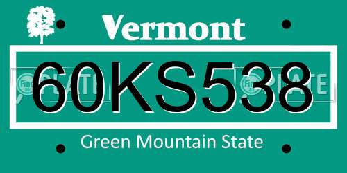 60KS538 Vermont License Plate