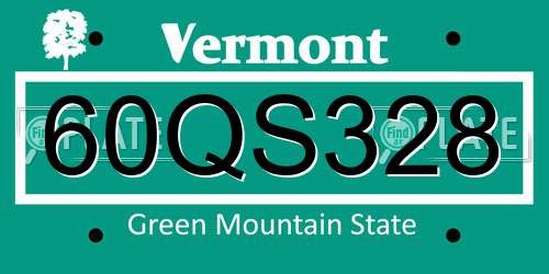 60QS328 Vermont License Plate