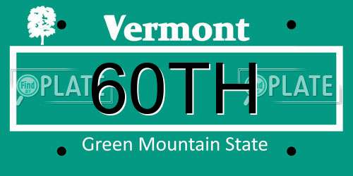 60TH Vermont License Plate