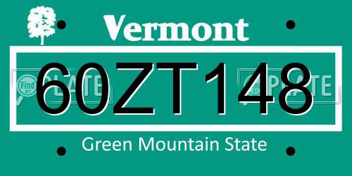 60ZT148 Vermont License Plate