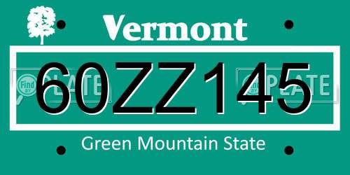 60ZZ145 Vermont License Plate