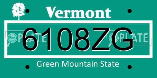 6108ZG Vermont License Plate