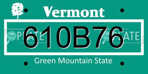 610B76 Vermont License Plate