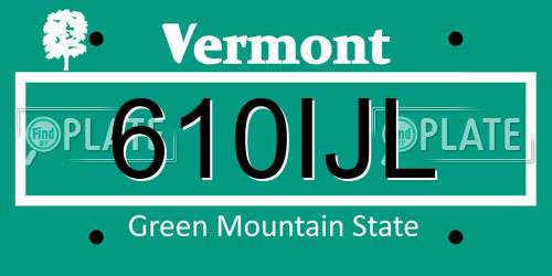 610IJL Vermont License Plate
