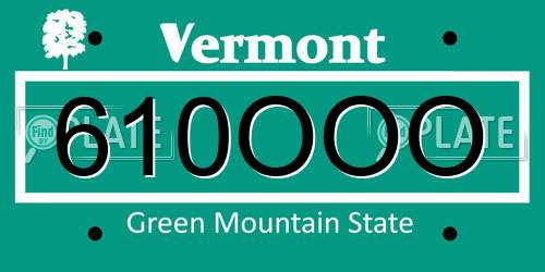 610OOO Vermont License Plate