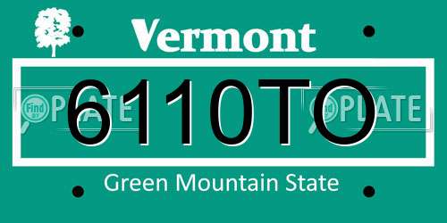 6110TO Vermont License Plate