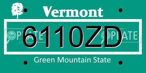6110ZD Vermont License Plate