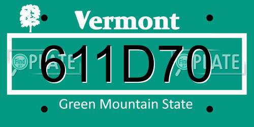 611D70 Vermont License Plate