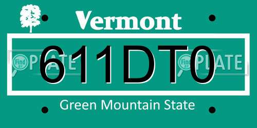 611DT0 Vermont License Plate