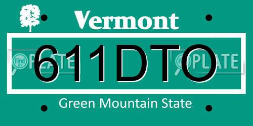611DTO Vermont License Plate
