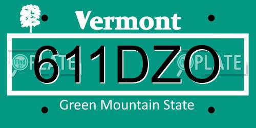 611DZO Vermont License Plate
