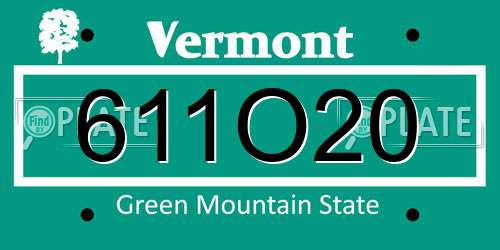 611O20 Vermont License Plate