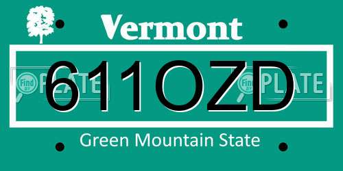 611OZD Vermont License Plate