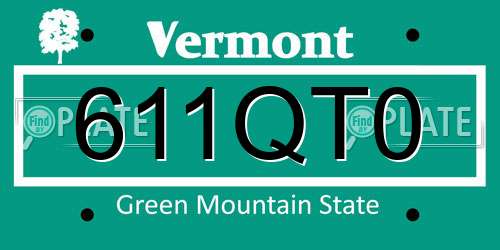 611QT0 Vermont License Plate