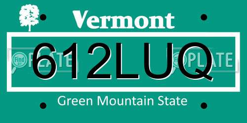 612LUQ Vermont License Plate