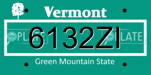 6132ZI Vermont License Plate