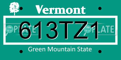 613TZ1 Vermont License Plate