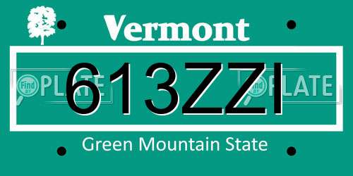 613ZZI Vermont License Plate