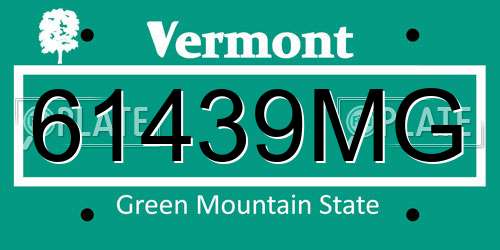 61439MG Vermont License Plate