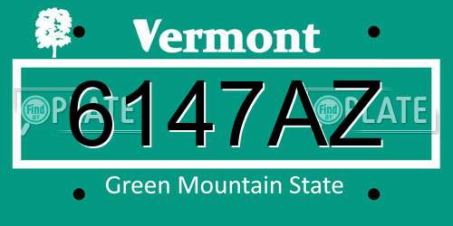 6147AZ Vermont License Plate