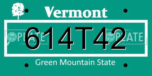 614T42 Vermont License Plate