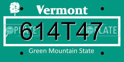 614T47 Vermont License Plate