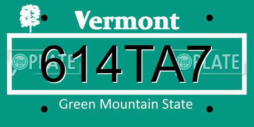 614TA7 Vermont License Plate