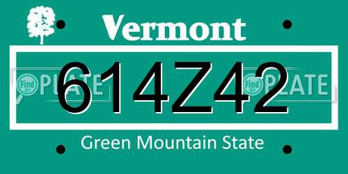 614Z42 Vermont License Plate
