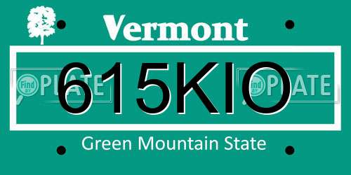 615KIO Vermont License Plate
