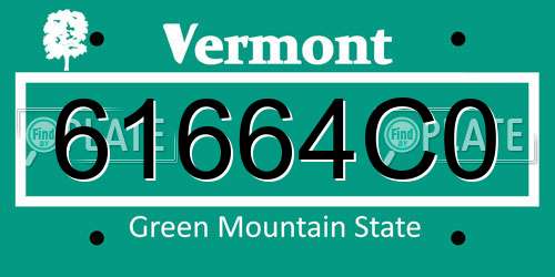 61664C0 Vermont License Plate