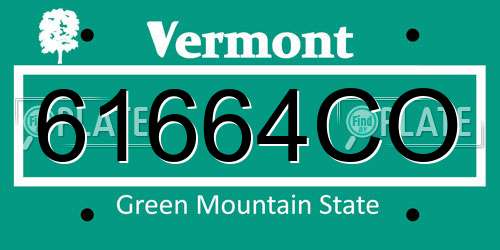 61664CO Vermont License Plate